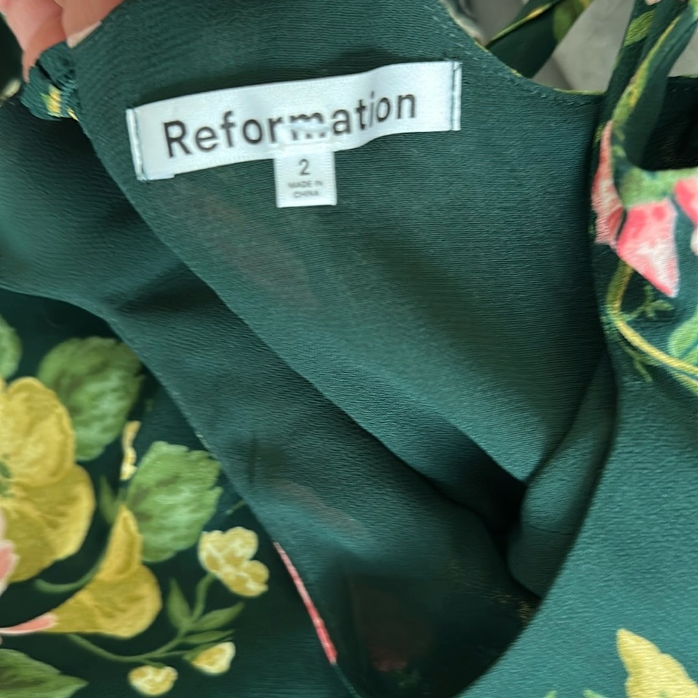 Reformation Green Floral Maxi Dress